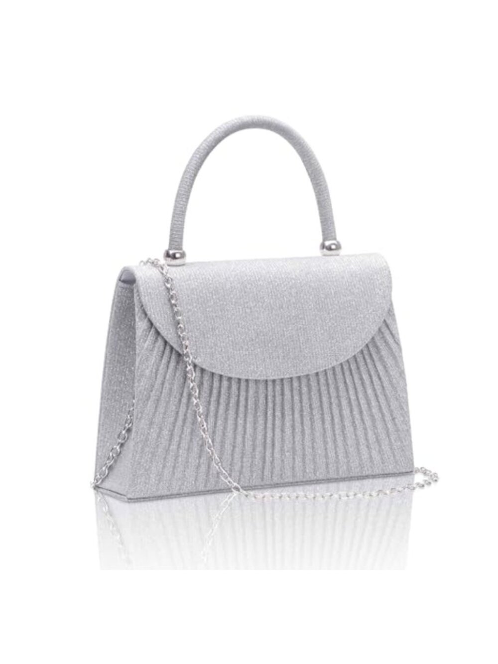Glitter Evening Clutch with Chain Strap Top Handle Crossbody Bag for Party Prom